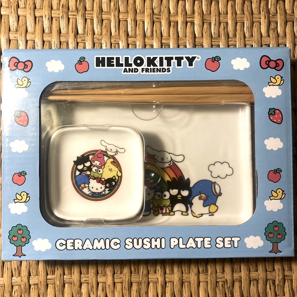 Hello Kitty & Friends Ceramic Sushi Plate set. Brand new. Unopened. Rare item!